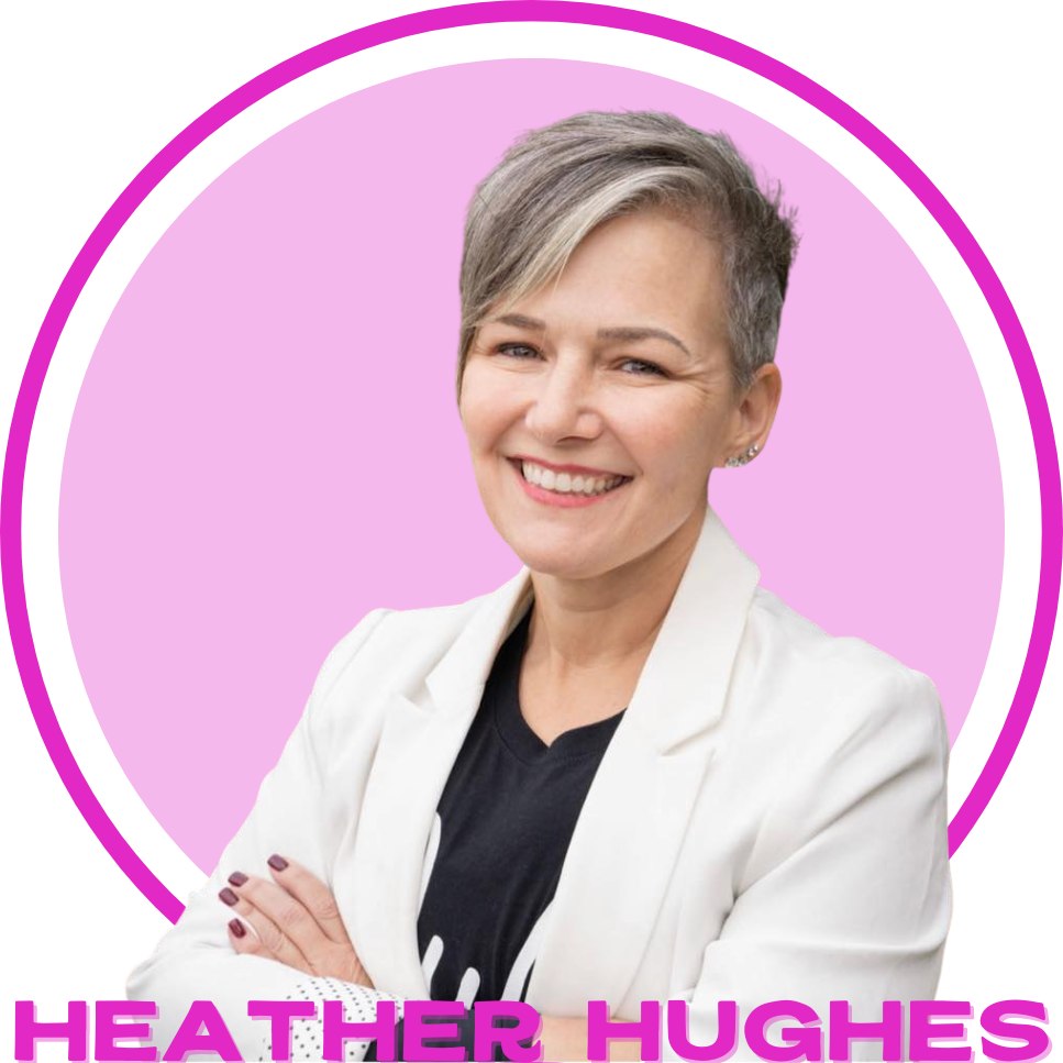 Heather, a smiling woman with short hair, is wearing a white blazer