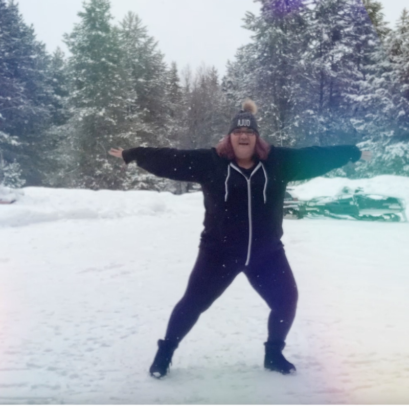 Carrie dancing in snow
