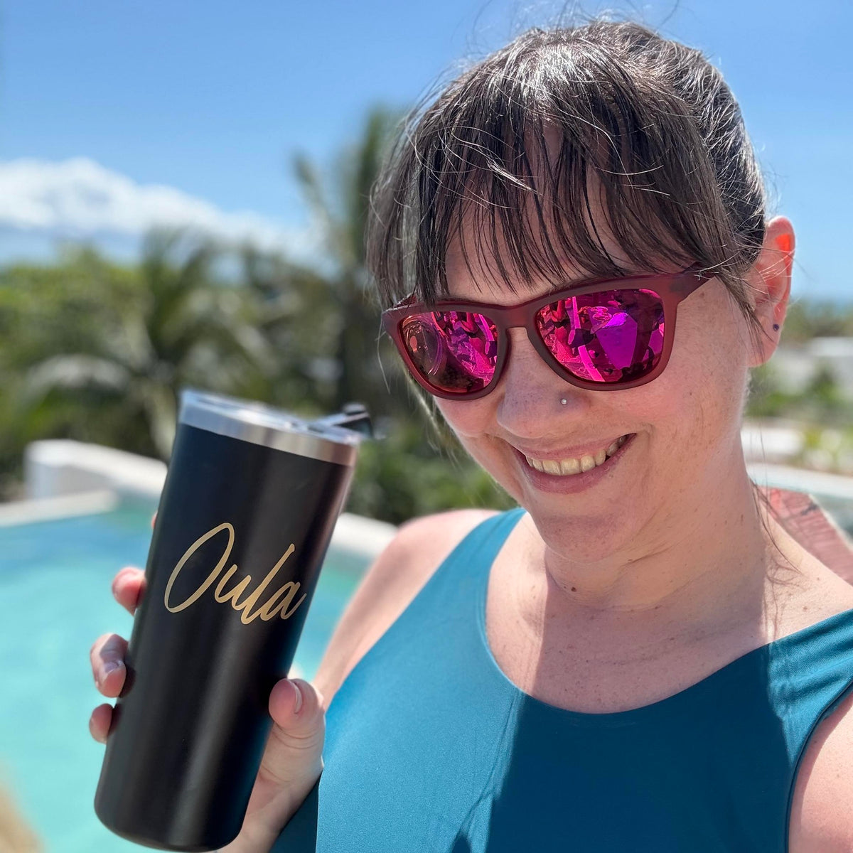 22 oz. Black + Gold Oula Hot or Cold Tumbler