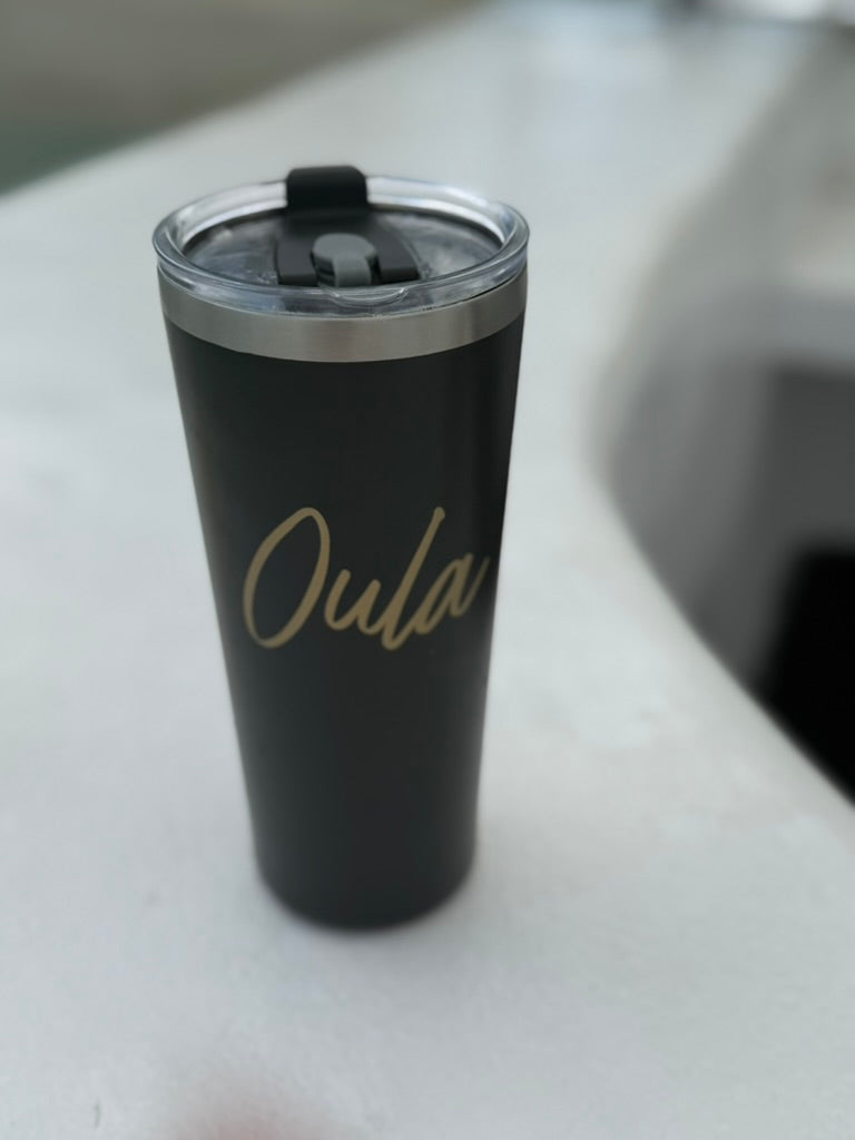 22 oz. Black + Gold Oula Hot or Cold Tumbler