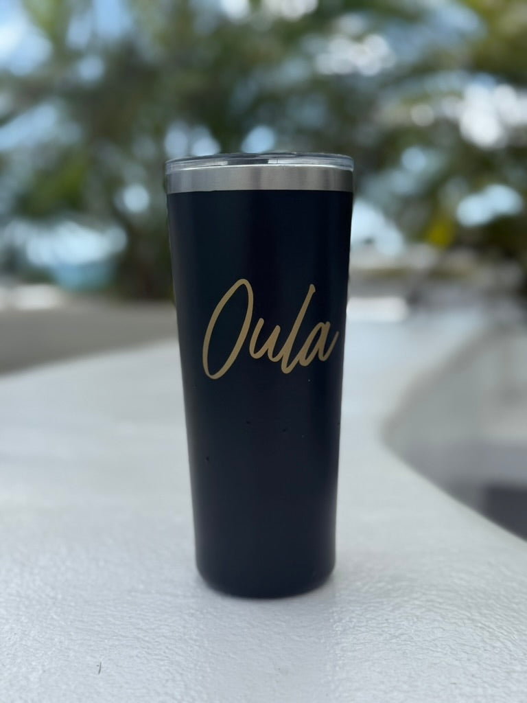 22 oz. Black + Gold Oula Hot or Cold Tumbler