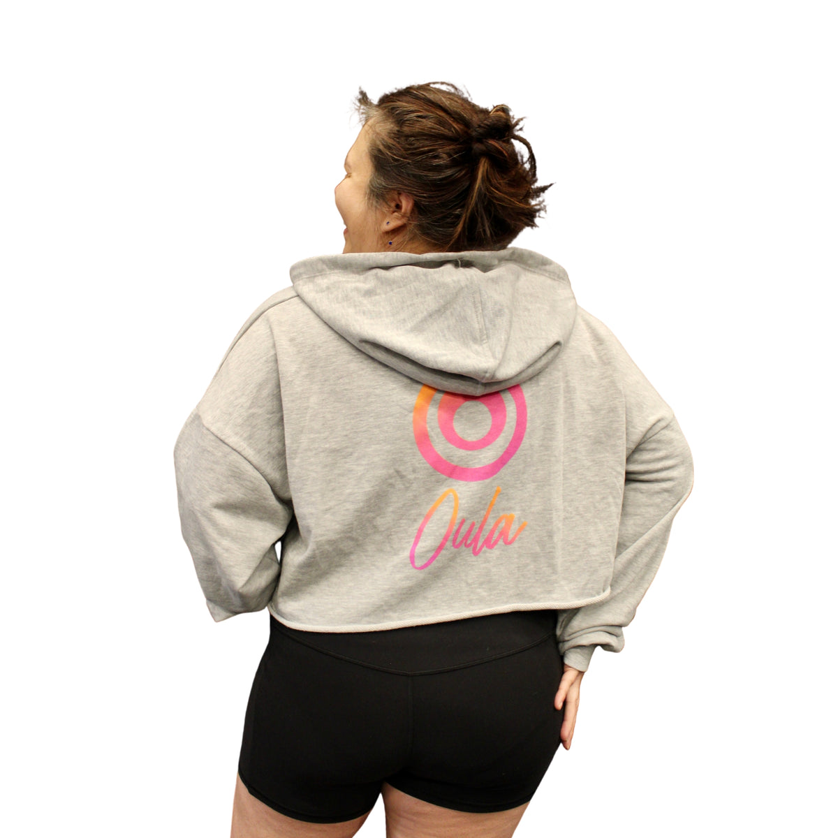 Gray Cropped Oula Hoodie