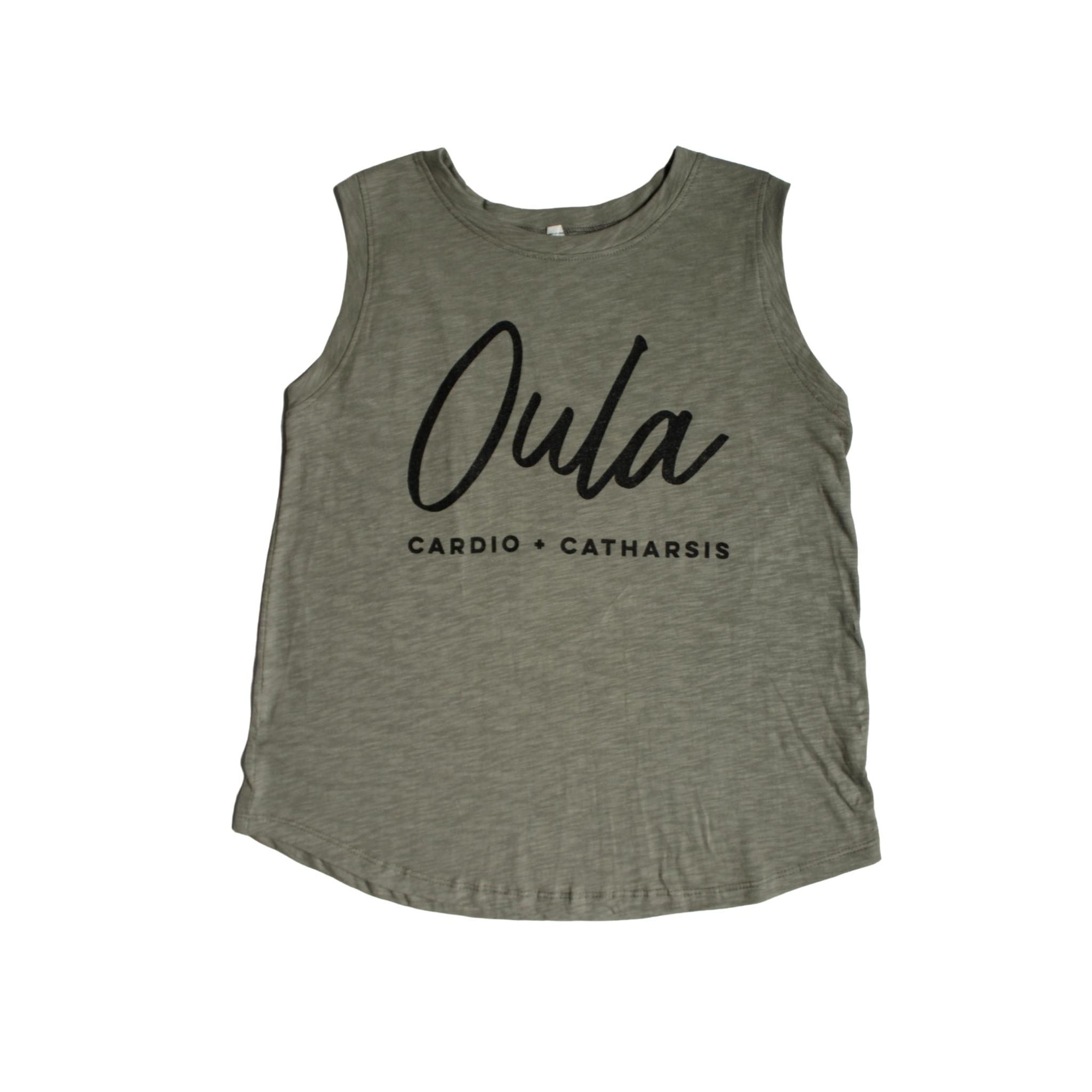 Olive Green 'Cardio+Catharsis' Tank
